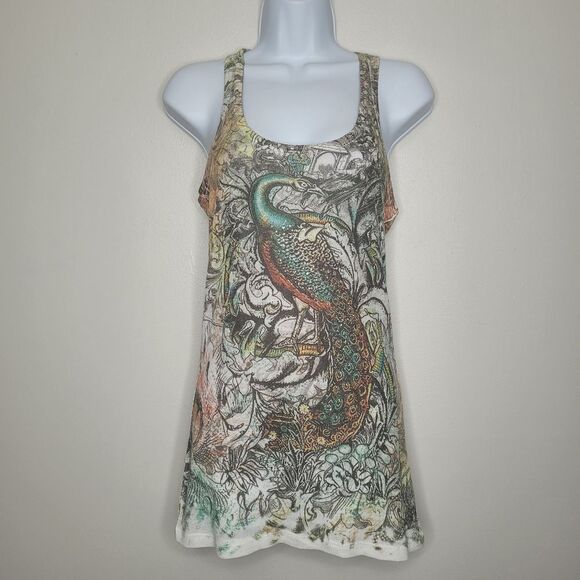 Forever 21 Tops - Vintage twentyone peacock mcbling racerback tattoo drawing tank size medium